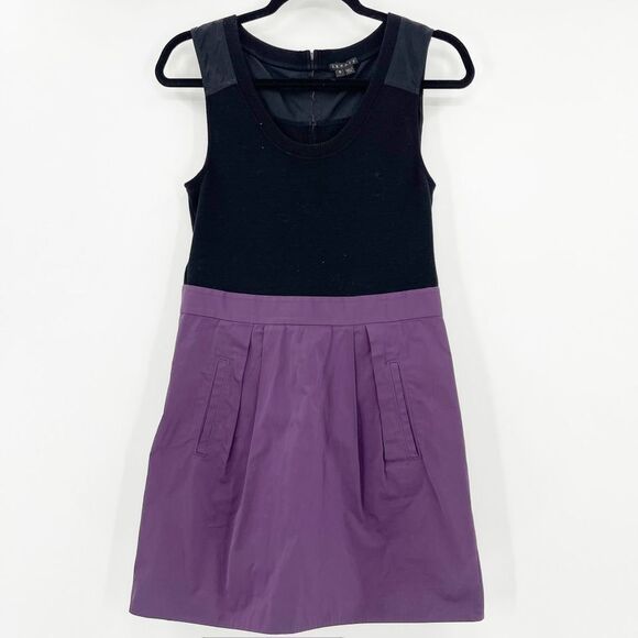 Theory Women's Black Purple Dristi Wool Mini A Line Dress Size 6 - Picture 1 of 5
